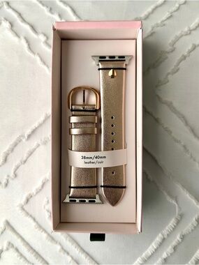 NEW Kate Spade Rose Gold Leather Smart Watch Strap Band - 38/40mm